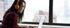 Woman on her laptop in online video call for therapy resources