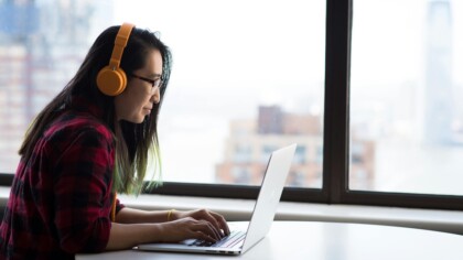 Woman on her laptop in online video call for therapy resources